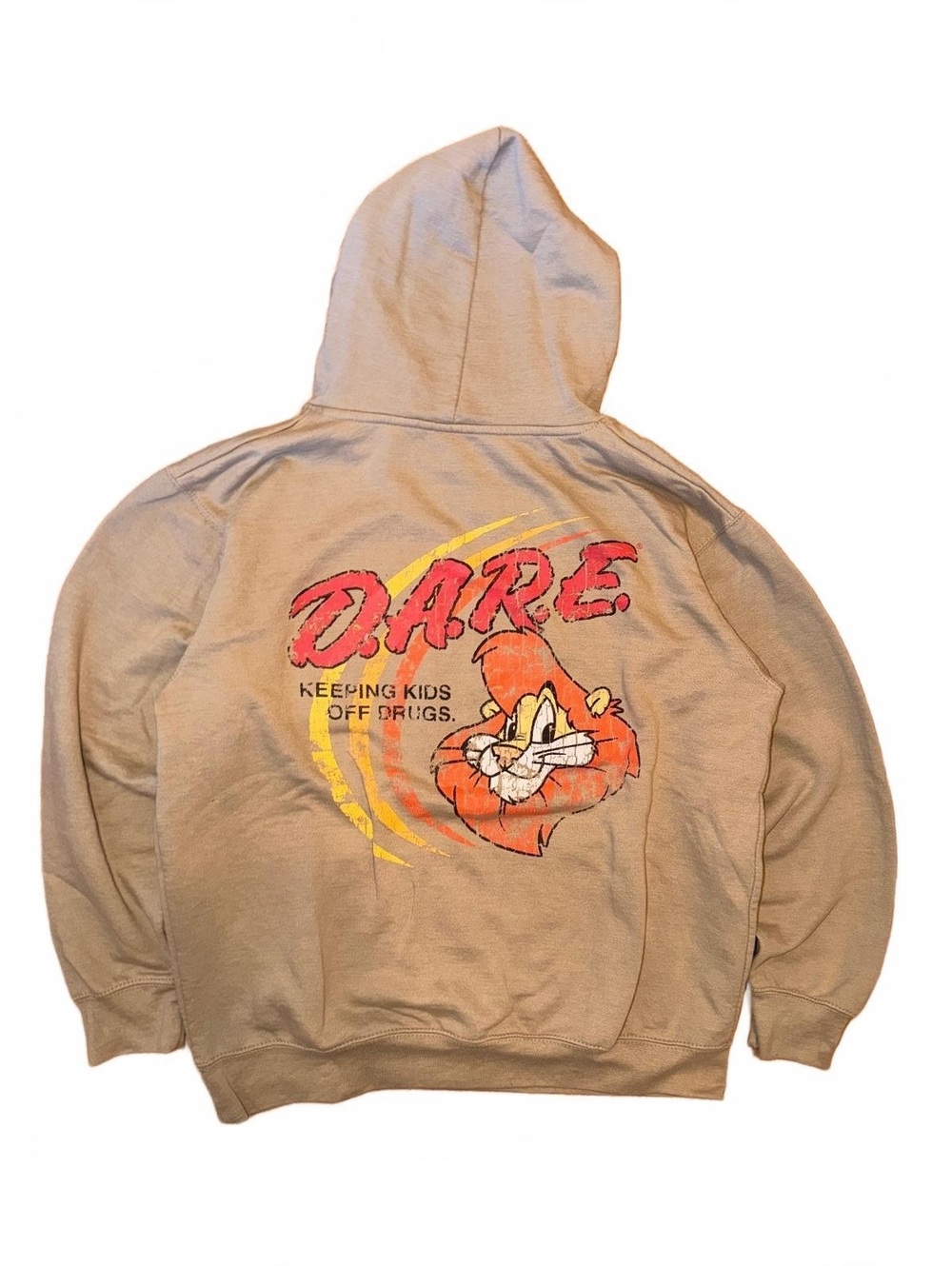 DARE Keeping Kids Off Drugs Hoodie Sweatshirt Beige Size L